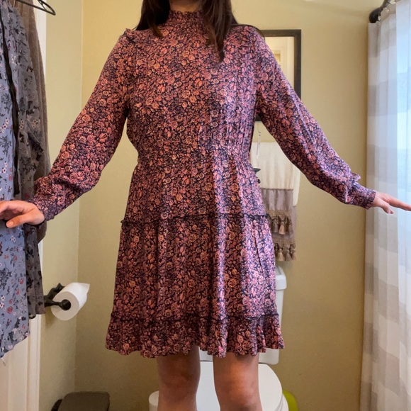 Bohemian style mini dress in navy and pink… - Picture 7 of 7